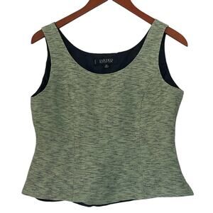 Green/Black Silk Blend Cropped Tank/Sleeveless Blouse/Top, Size 8P